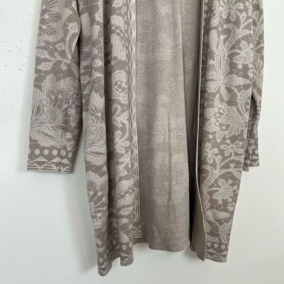 Soft Surroundings Ivy Shimmer Long Cardigan Large Metallic Floral Print Duster - Picture 4 of 11